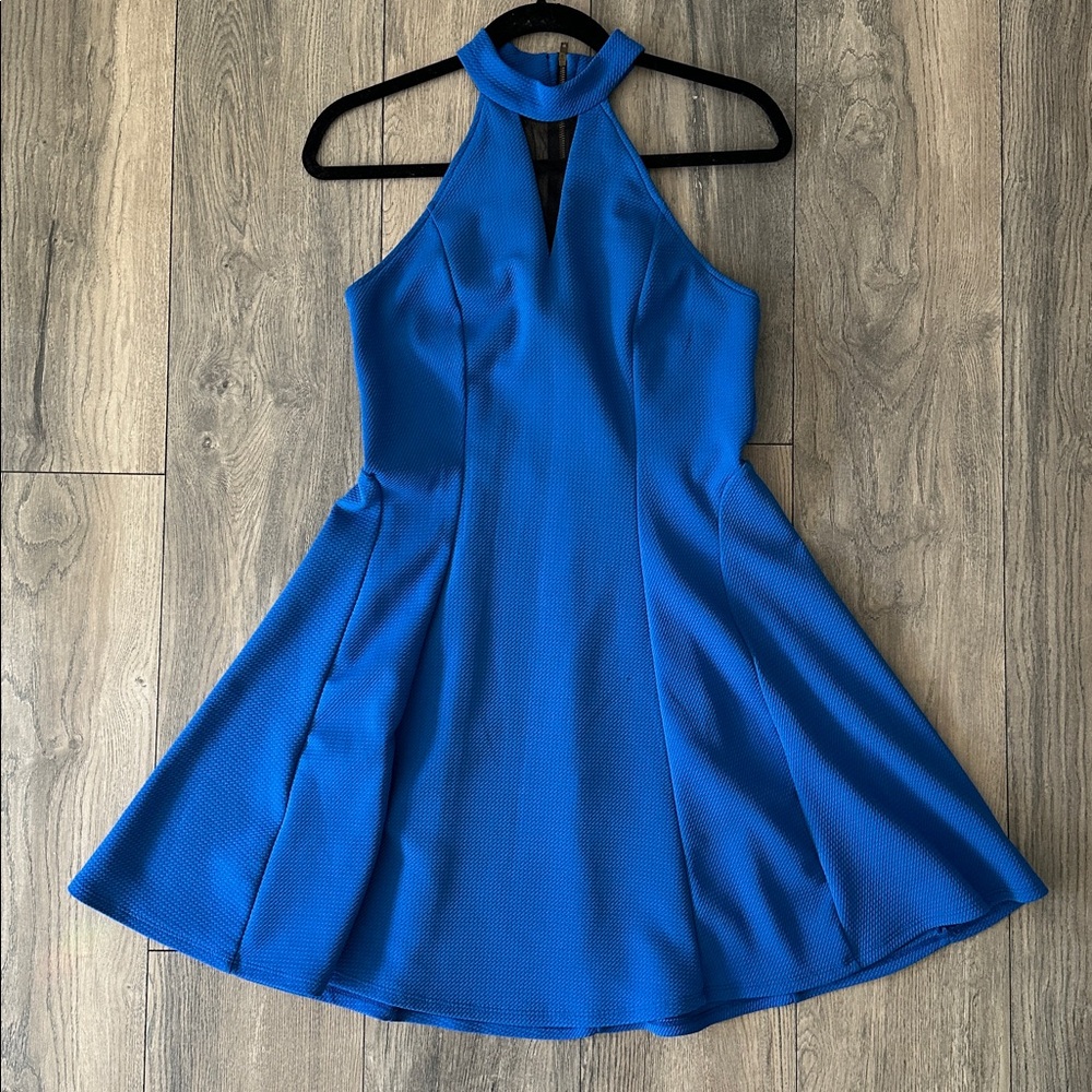 Monteau Black and Blue Homecoming Semi-Formal Dress with Mesh Size Large